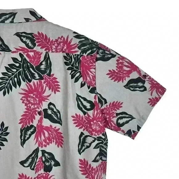 Cooke Street Honolulu Turquoise Gray Floral Short Sleeve Button Up Shirt Large - Picture 7 of 12